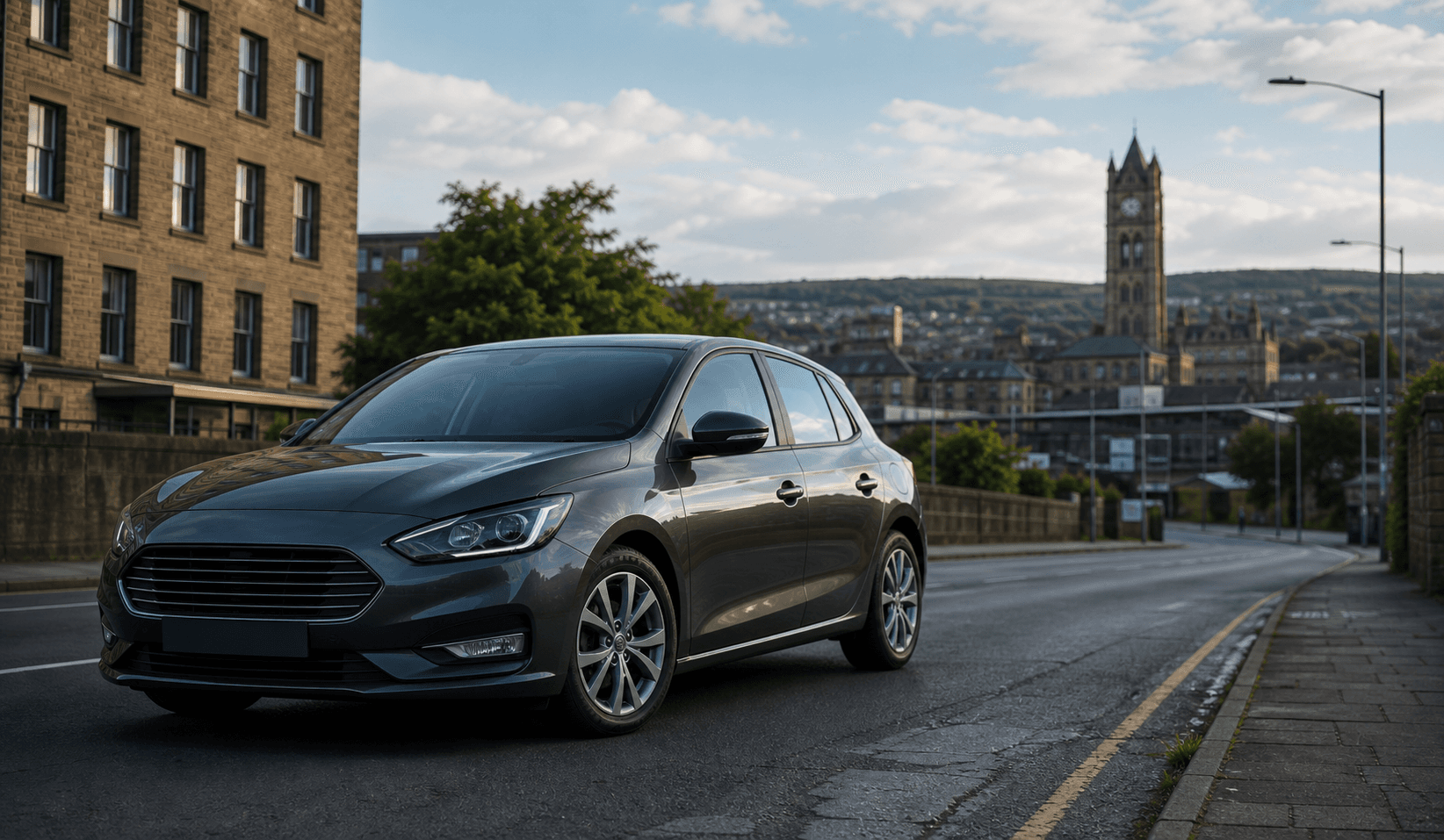 Compact hire car ready for practical travel around Barnsley