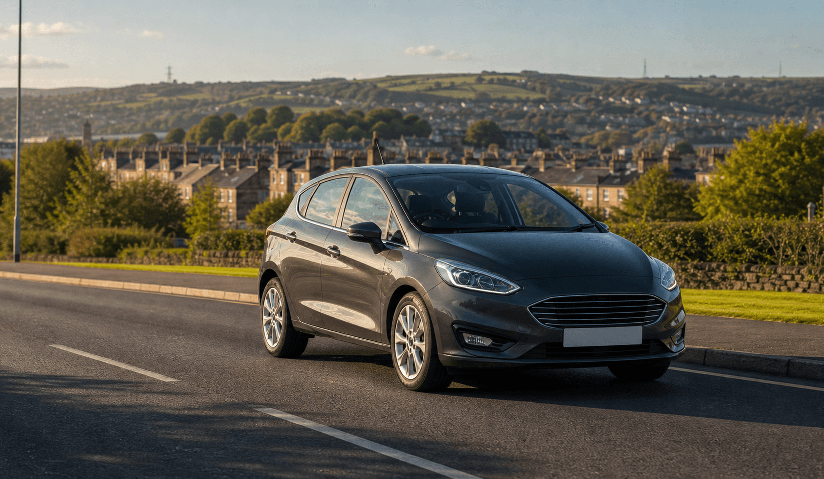Compact hire car ready for practical travel around Bradford