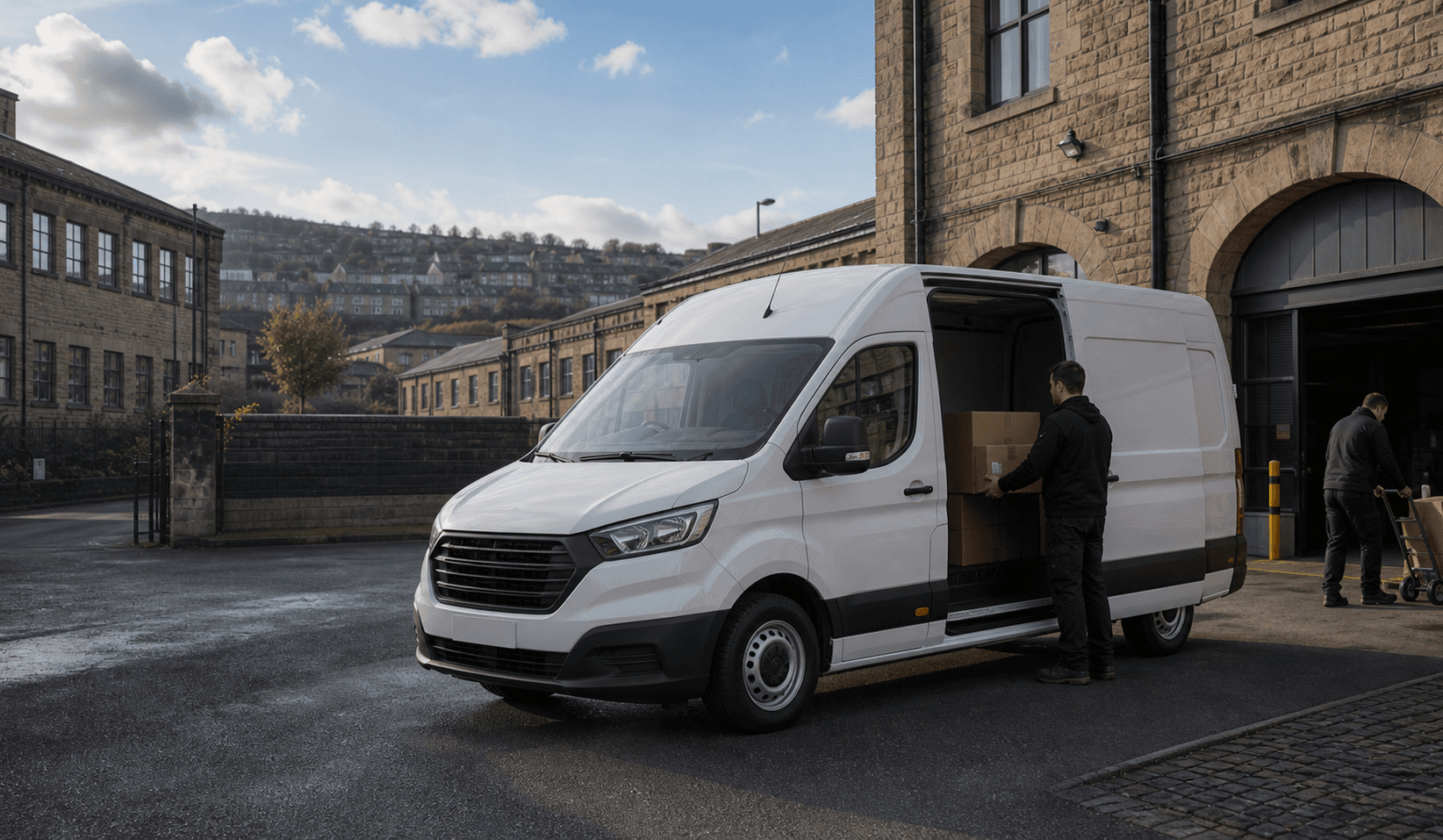 Modern self-drive rental van ready for loading in Huddersfield